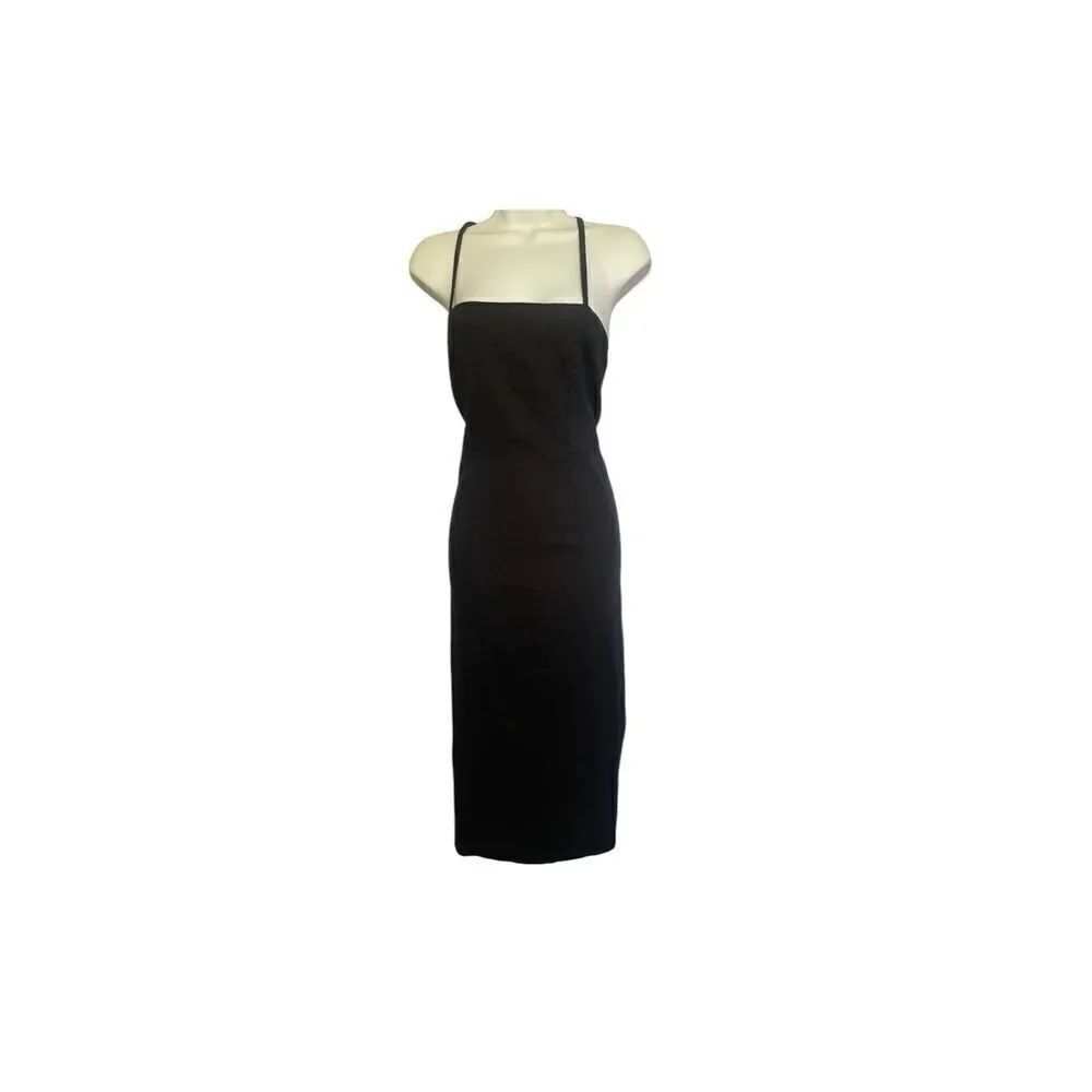 Black Pencil Dress With Lace Up Detail Down Back